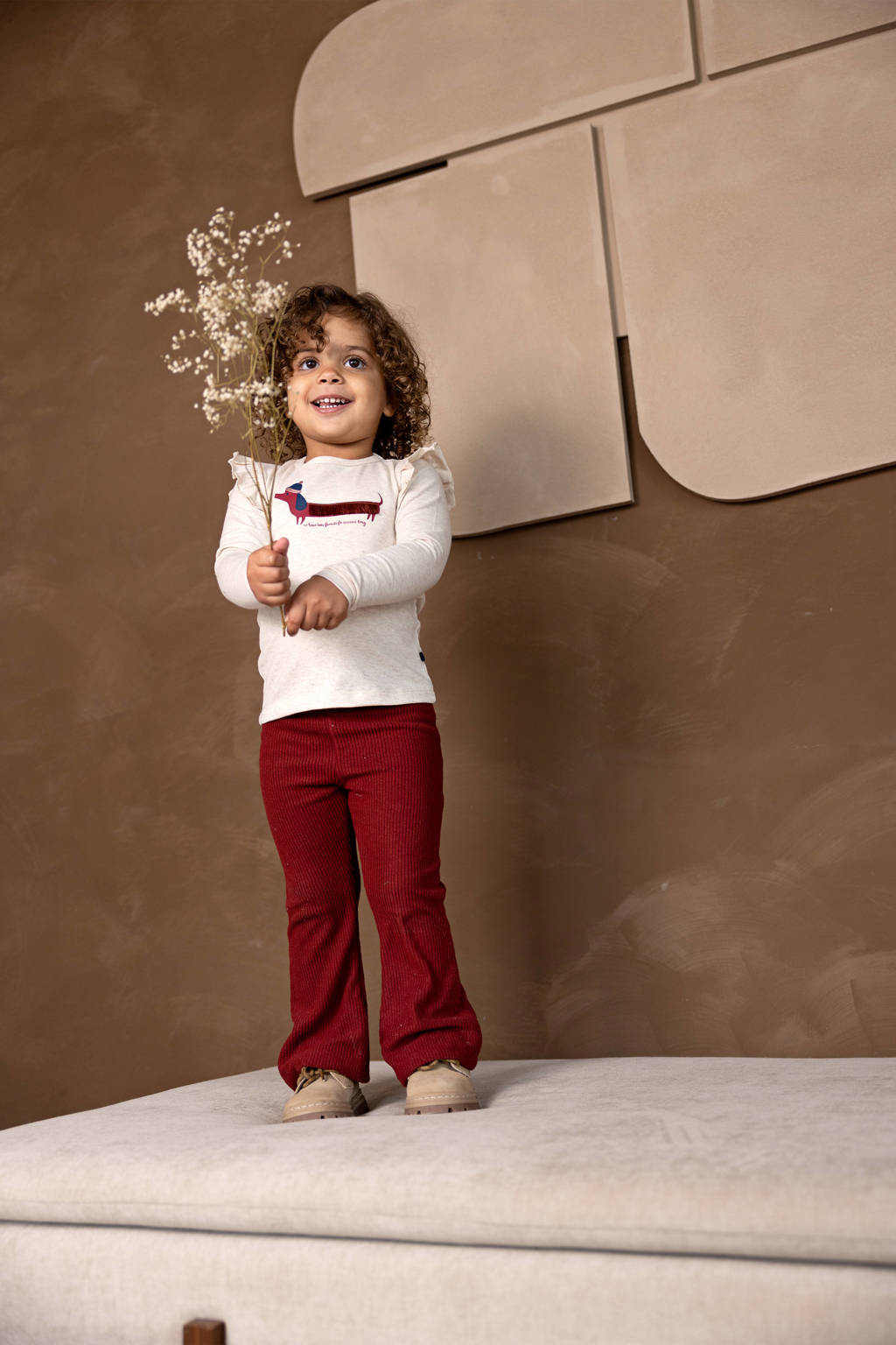 Dirkje high waist flared broek donkerrood