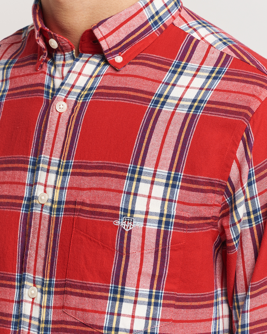 GANT Regular Flannel Check Shirt Ruby Red