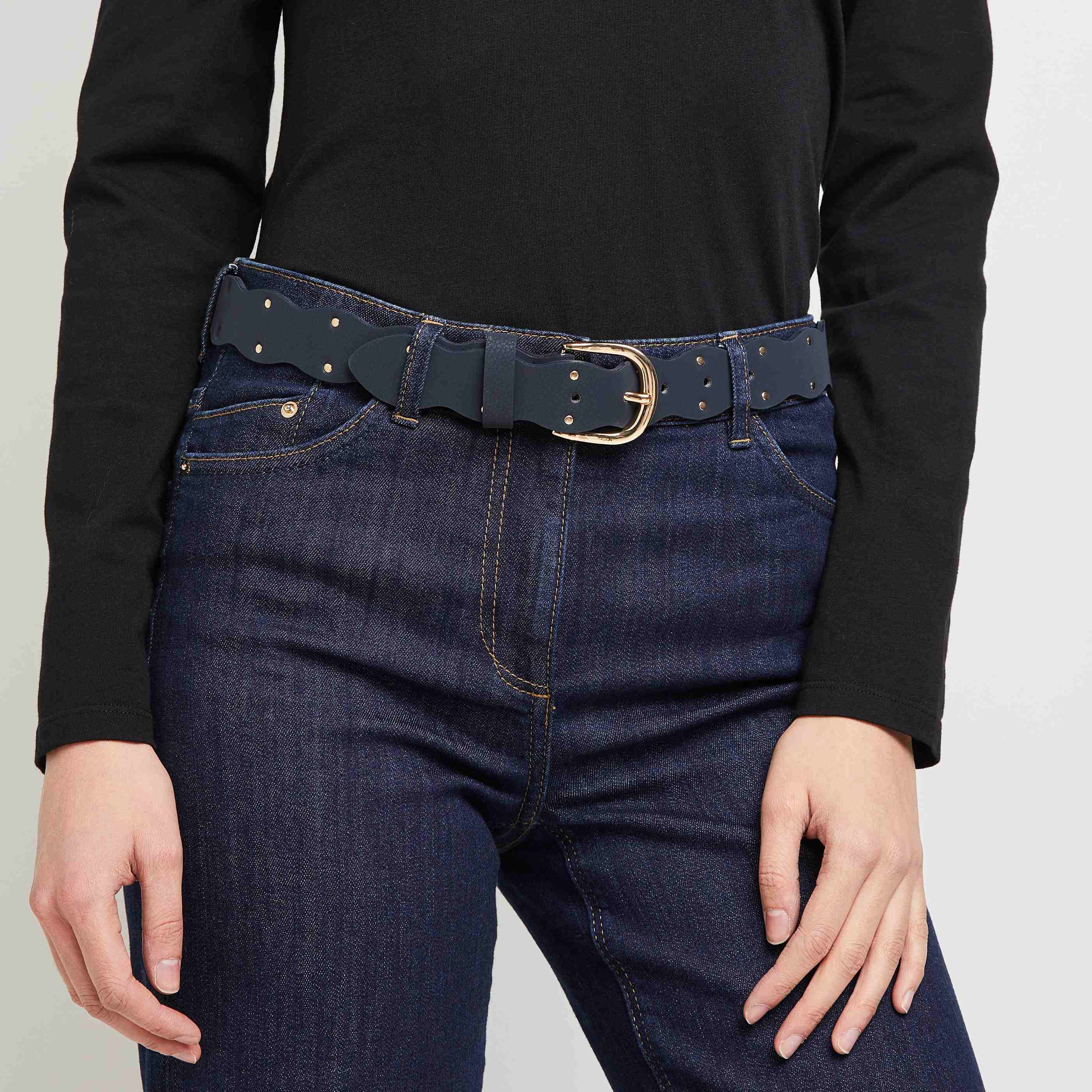 Ceinture à bords ondulés femme - MARINE