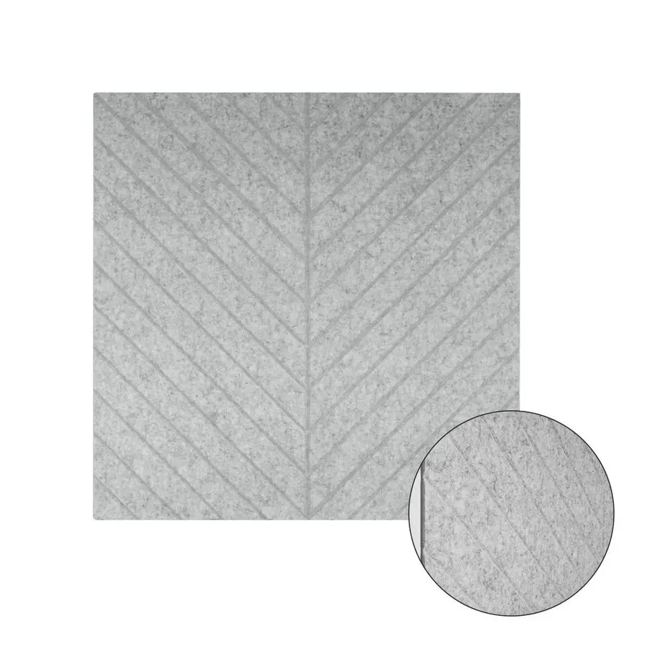 Akoestisch wandpaneel PET-vilt - 100x100cm - Visgraat motief Lichtgrijs