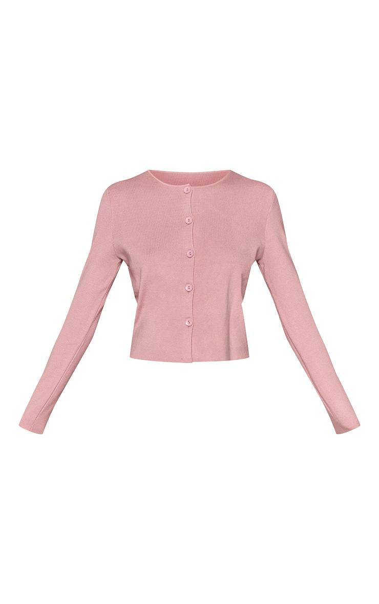 Rose Cardigan Sans Col En Maille Compacte