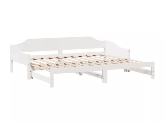 Lit de jour avec lit gigogne blanc 80x200 cm bois de pin massif