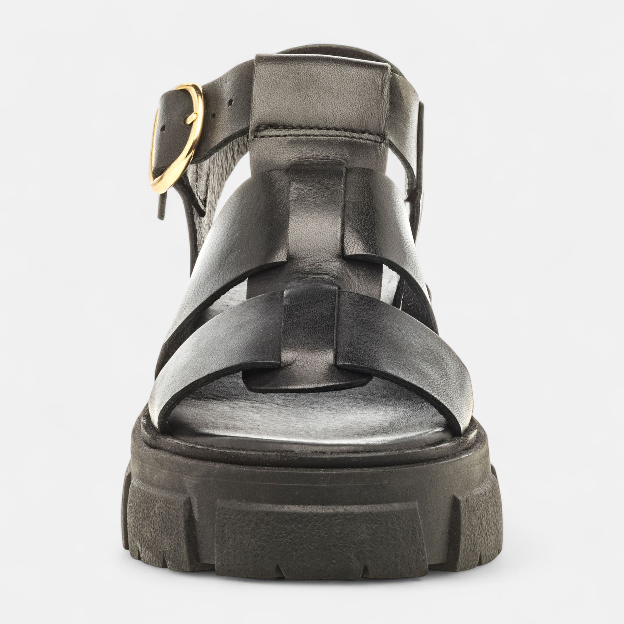 Sandales Femme en cuir noir