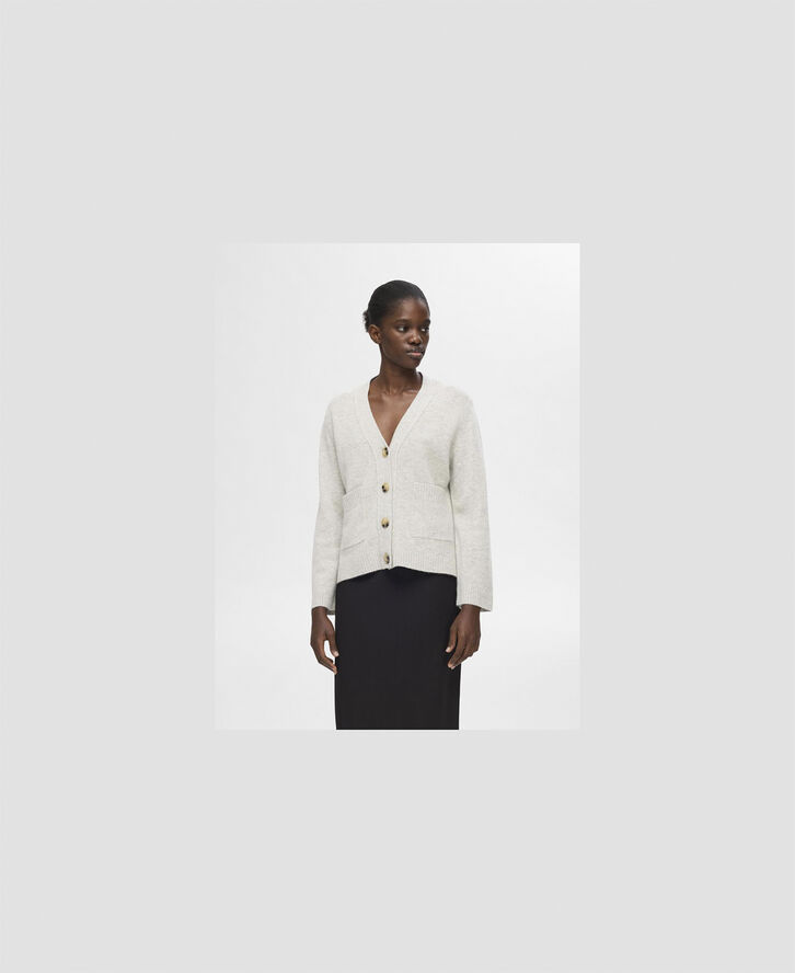Selected Femme SLFCILLE LS CASHMERE BLEND KNIT CARDIGAN Light grey melange