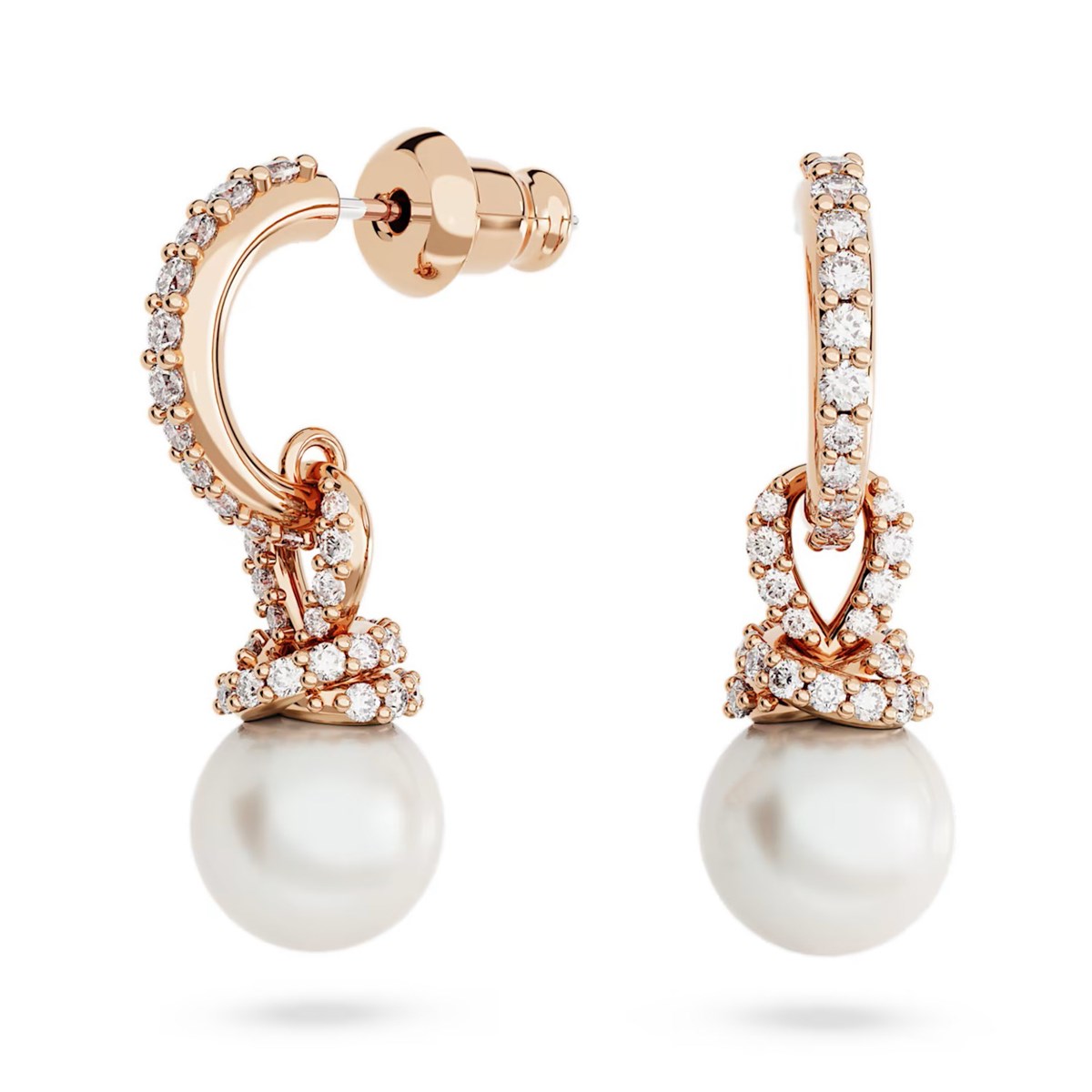 Pendants d'oreilles Swarovski Originally doré roseet perle de Swarovski