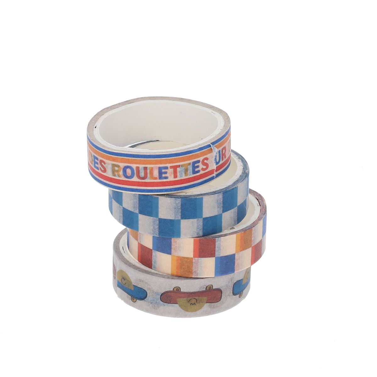 Lot de 4 rouleaux de ruban adhésif - Skate park Mercredi et Patati