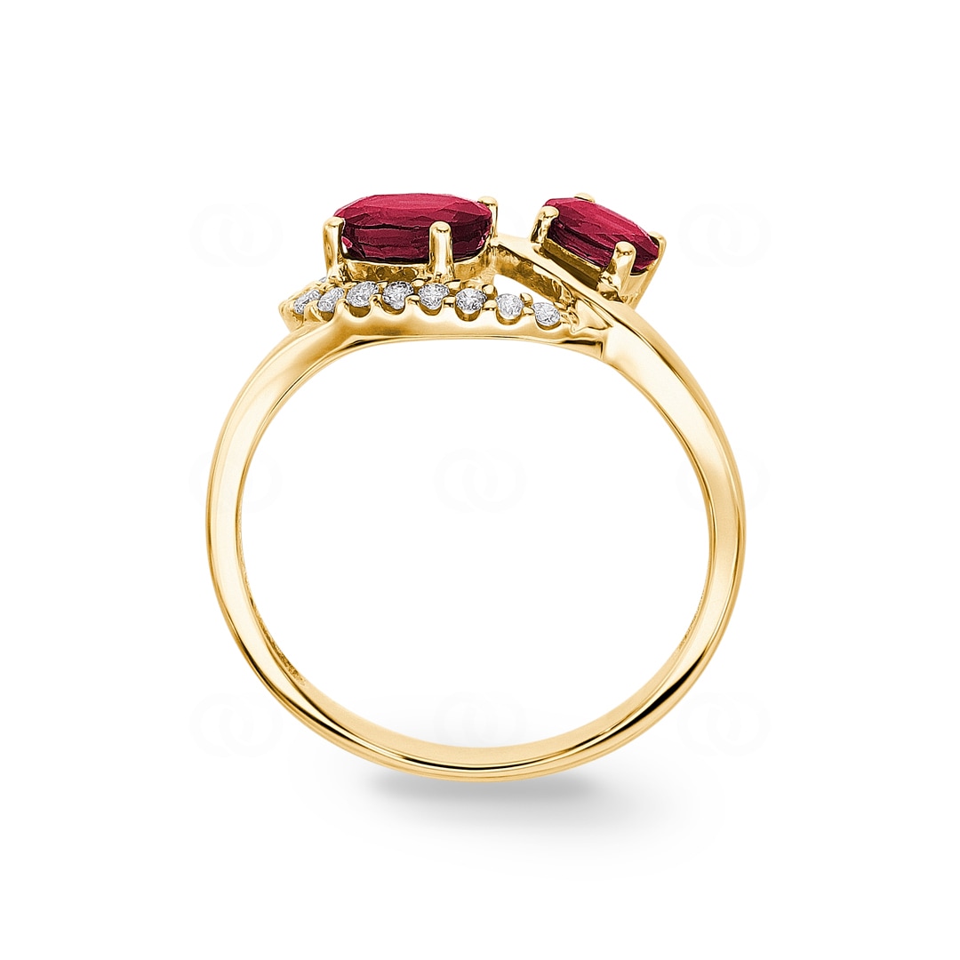 Rubinring 750/18 K Gelbgold mit Diamanten 0.08 ct H/si