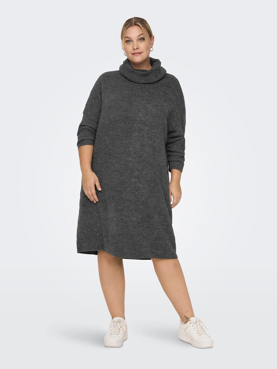 CARJANA Langes Kleid Dark Grey Melange