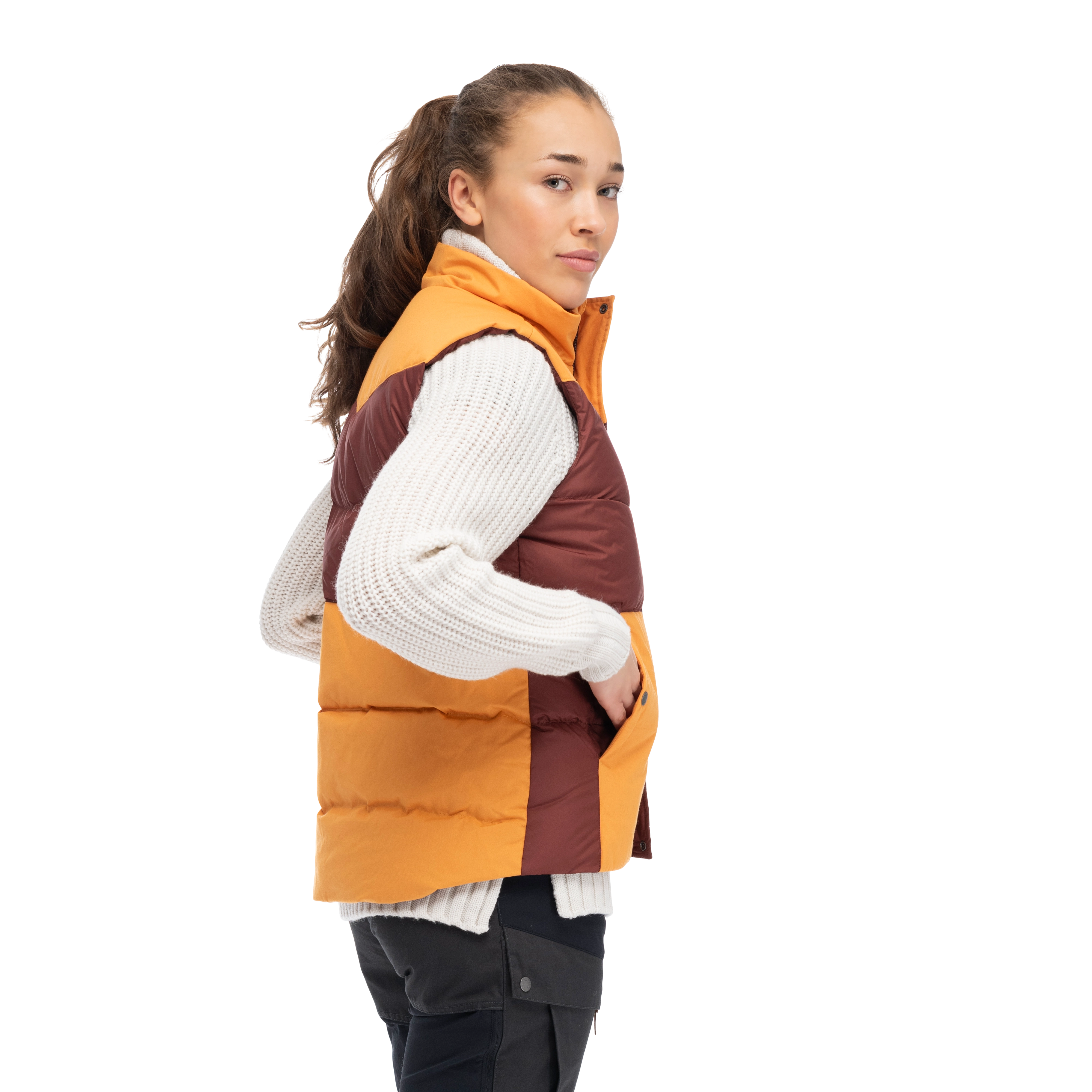 Nordmarka Outdoor Down Vest Women Amarone Red / Golden Field