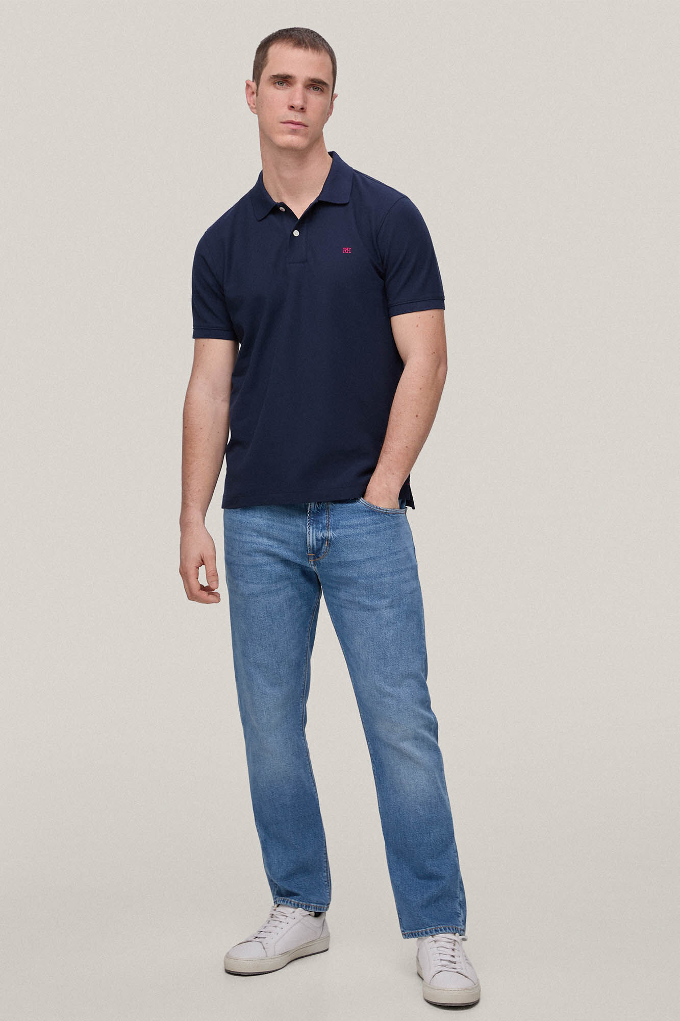 Camisa polo com logotipo - Azul