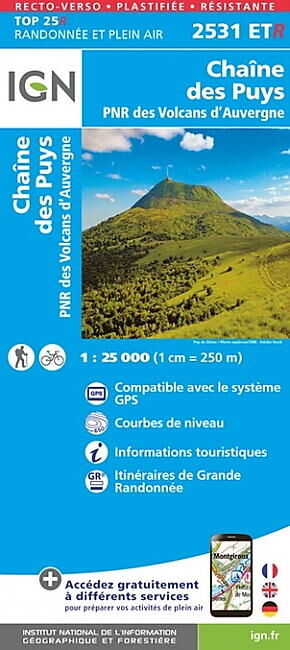 IGN - TOP25R 2531ETR CHAINE DES PUYS 1 25 000