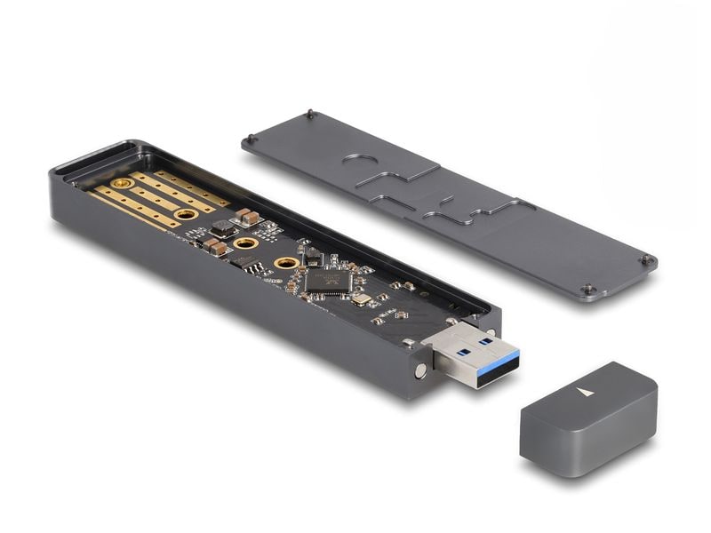 Delock Externes Gehäuse M.2 NVMe PCIe SSD, SATA SSD mit USB Delock Externes Gehäuse für M.2 NVMe PCIe SSD oder SATA SSD mit USB 10 Gbps Typ-A Stecker