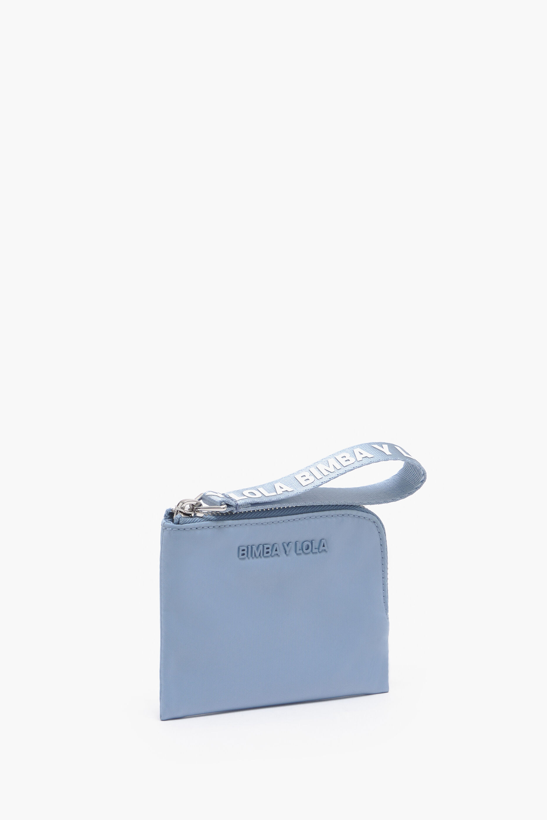 Porta-moedas curvo em náilon azul pastel