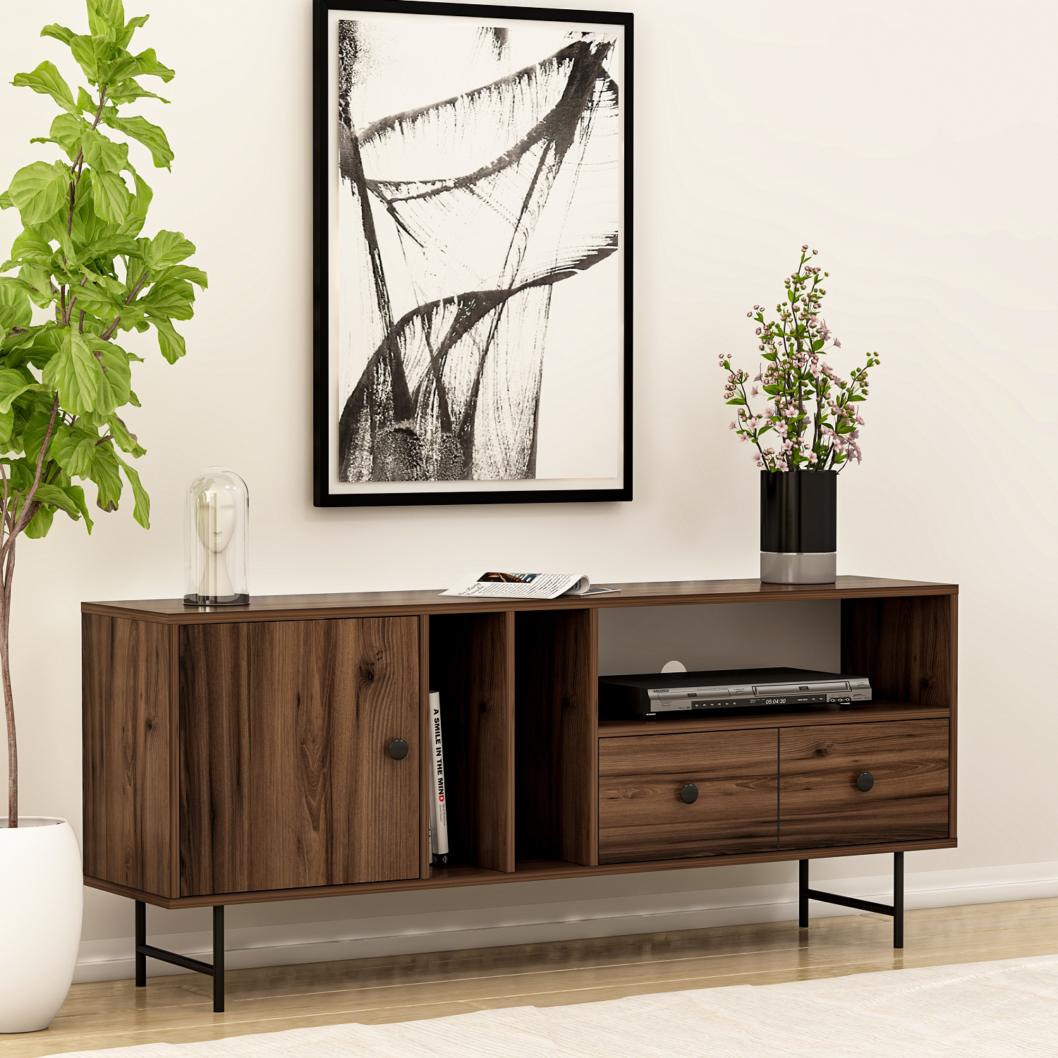 TV-Lowboard - braun - 2 Schubladen - 160 cm