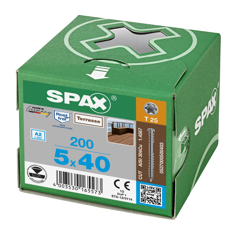 Spax vlonderschroeven T-STAR plus platkop RVS 5x40mm TX20