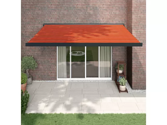 Auvent rétractable orange et marron 4x3 m tissu et aluminium