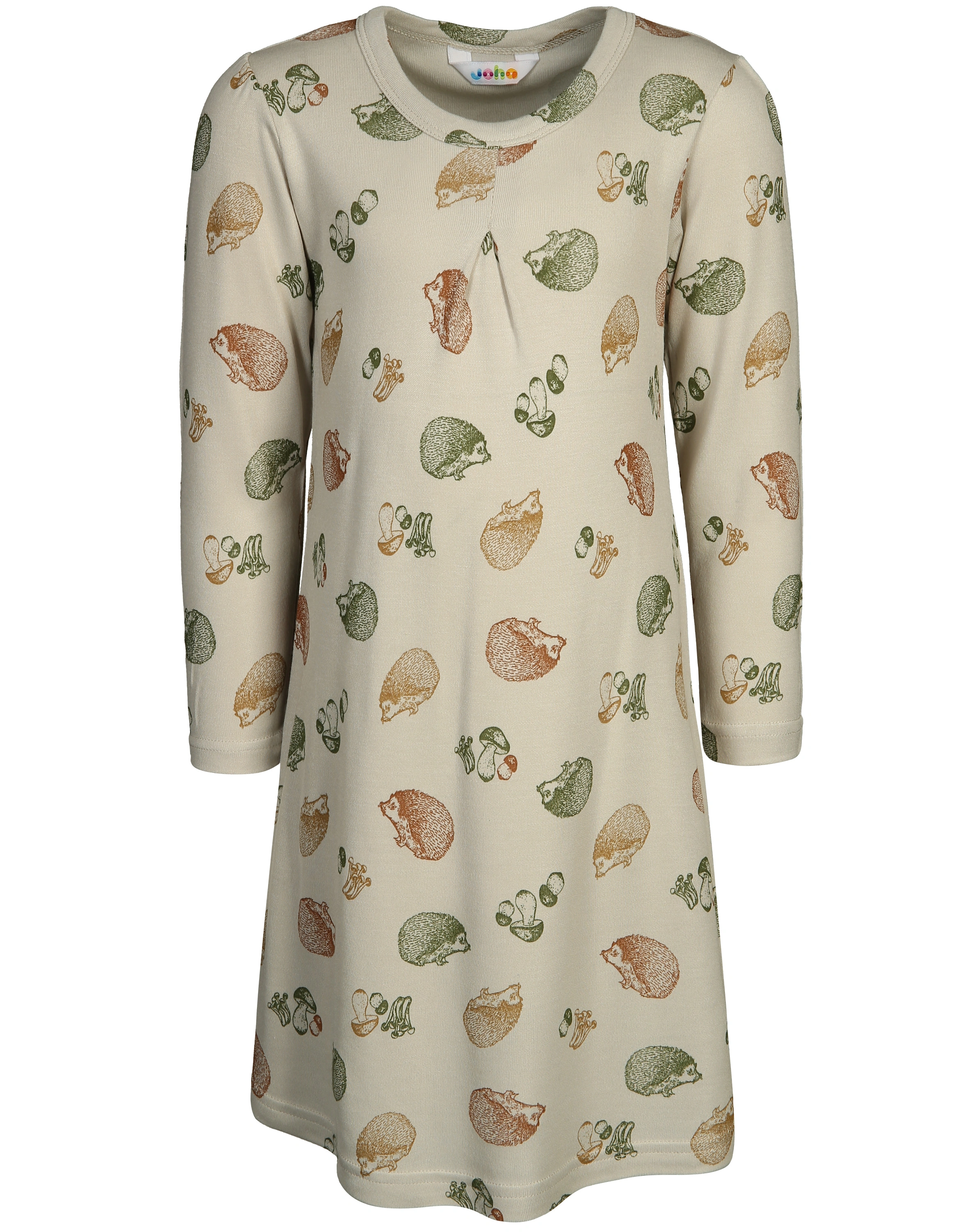 Langarm-Kleid 4006 - HEDGEHOG AOP in beige