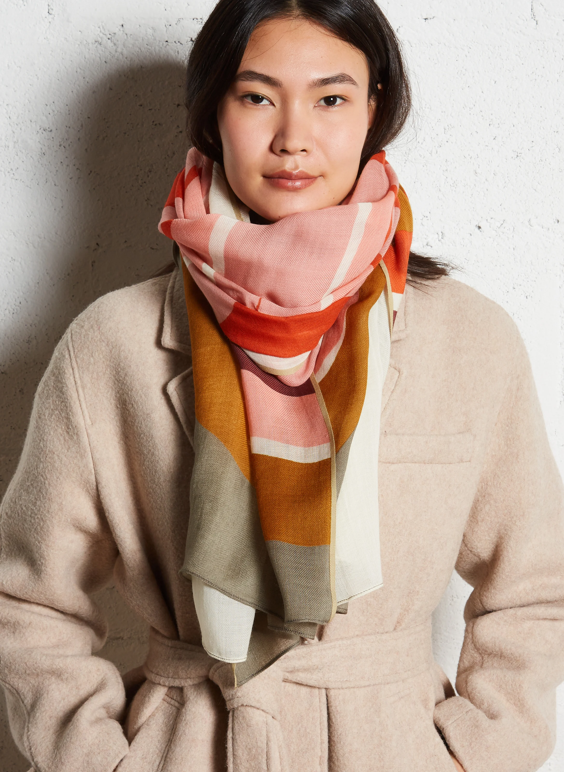 SONGE - Foulard imprimé en laine | Orange
