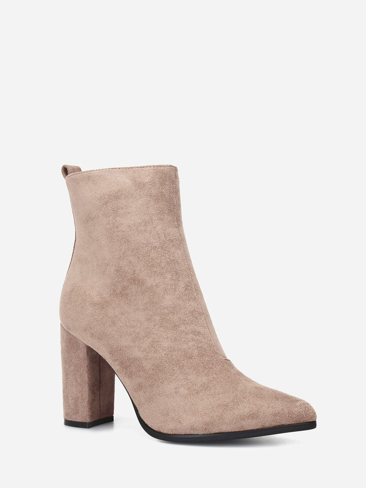 Bottines en suédine à bout pointu- Beige