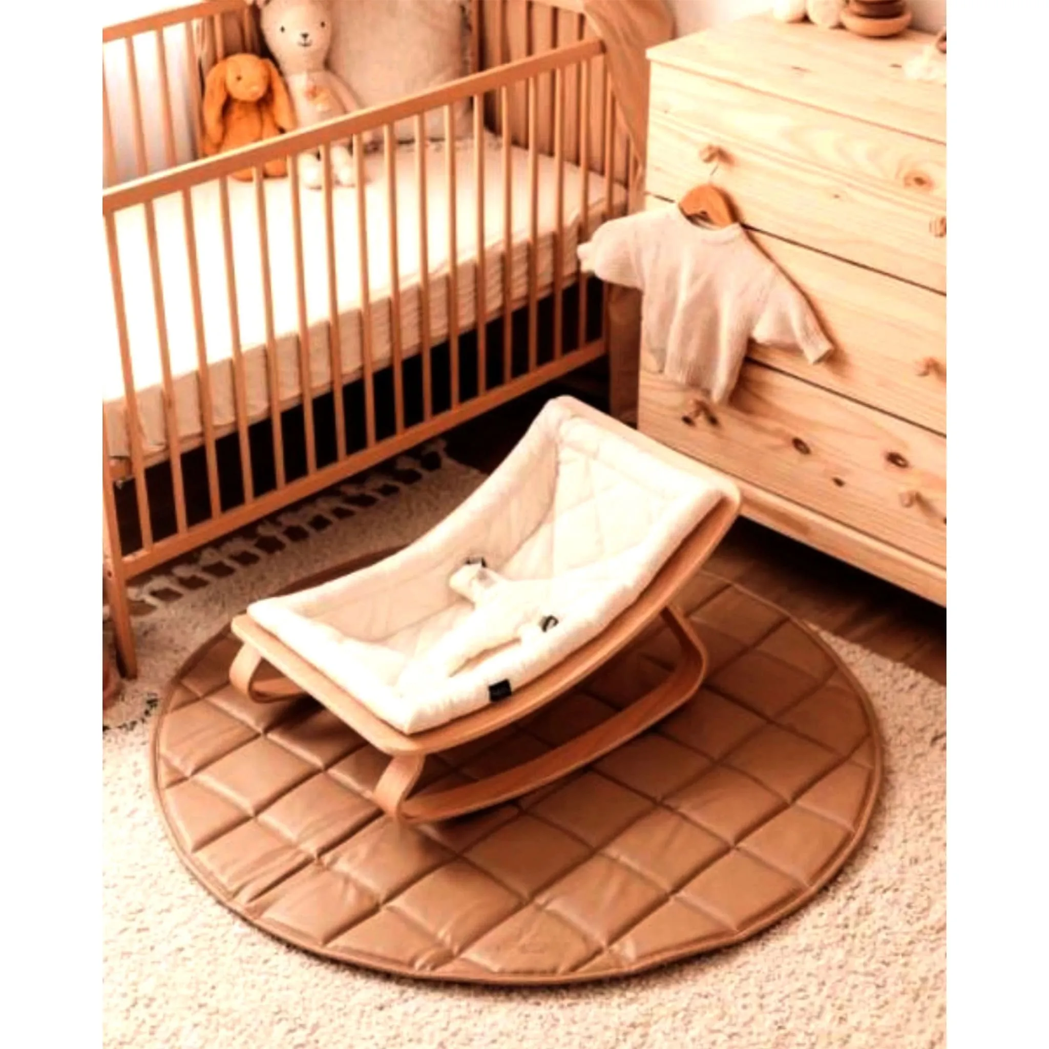 Uniklook Tapis de Jeu Matelassé en Cuir Végétalien - Tan