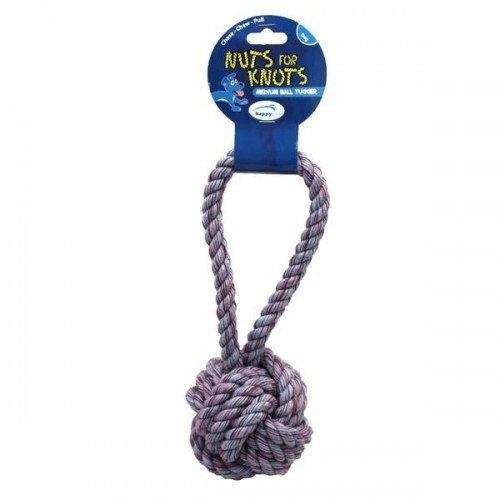 Brinquedo de bola com nó Nuts For Knots para cães, azul