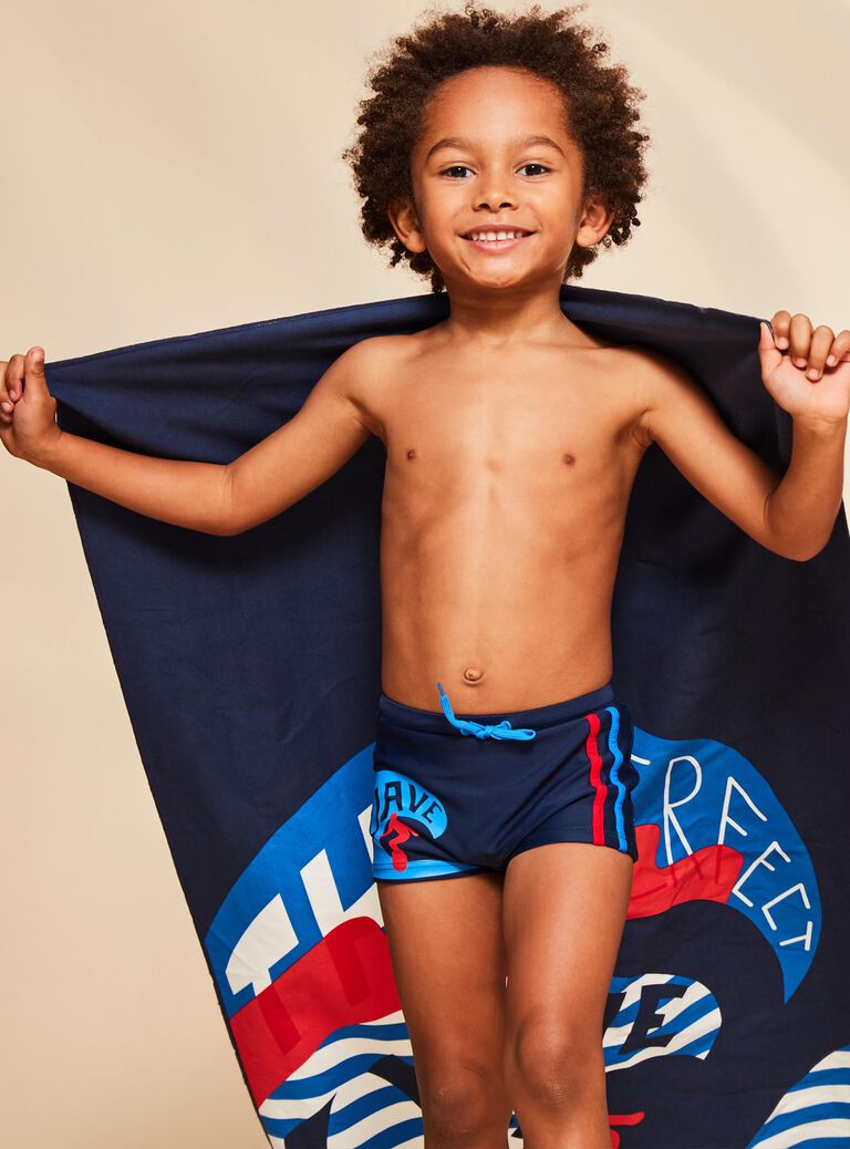 Serviette bleu et blanc à rayures