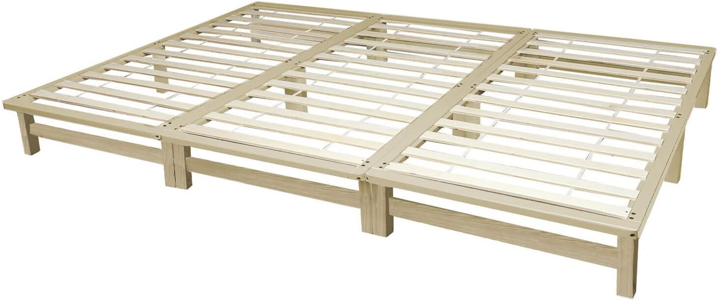 Homestyle4u 2049, Familienbett Palettenbett 270 x 200 cm Massivholzbett Palettenmöbel Bett Holzbett Futonbett Natur