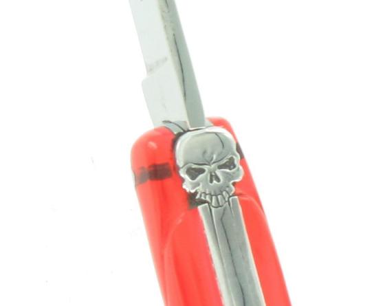 Laguiole 11 cm - manche Acrylique Rouge - tête de mort Couteau de poche par D'Albrac à Laguiole