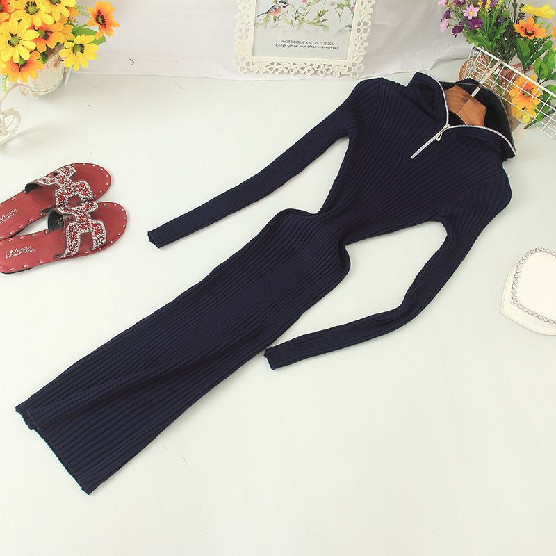 Yolandus - Lange mouwen manteljurk met capuchon en gebreide stof