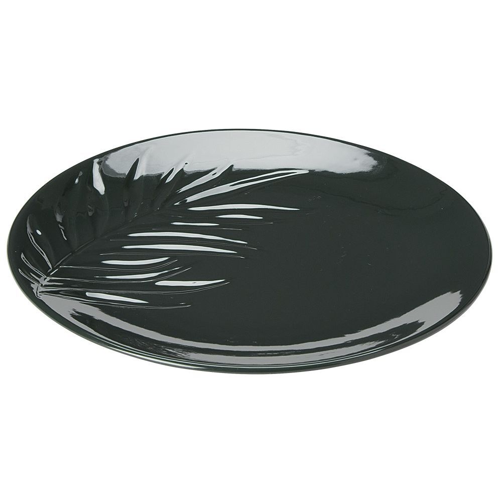 Assiette plate céramique beige ou vert motif feuille ø26,5 cm