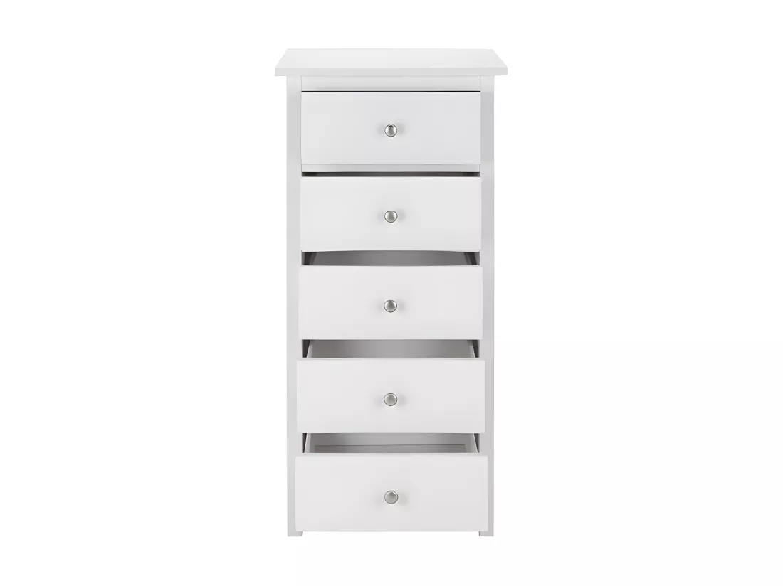 Chiffonnier ALBANE - 5 tiroirs - Pin blanc