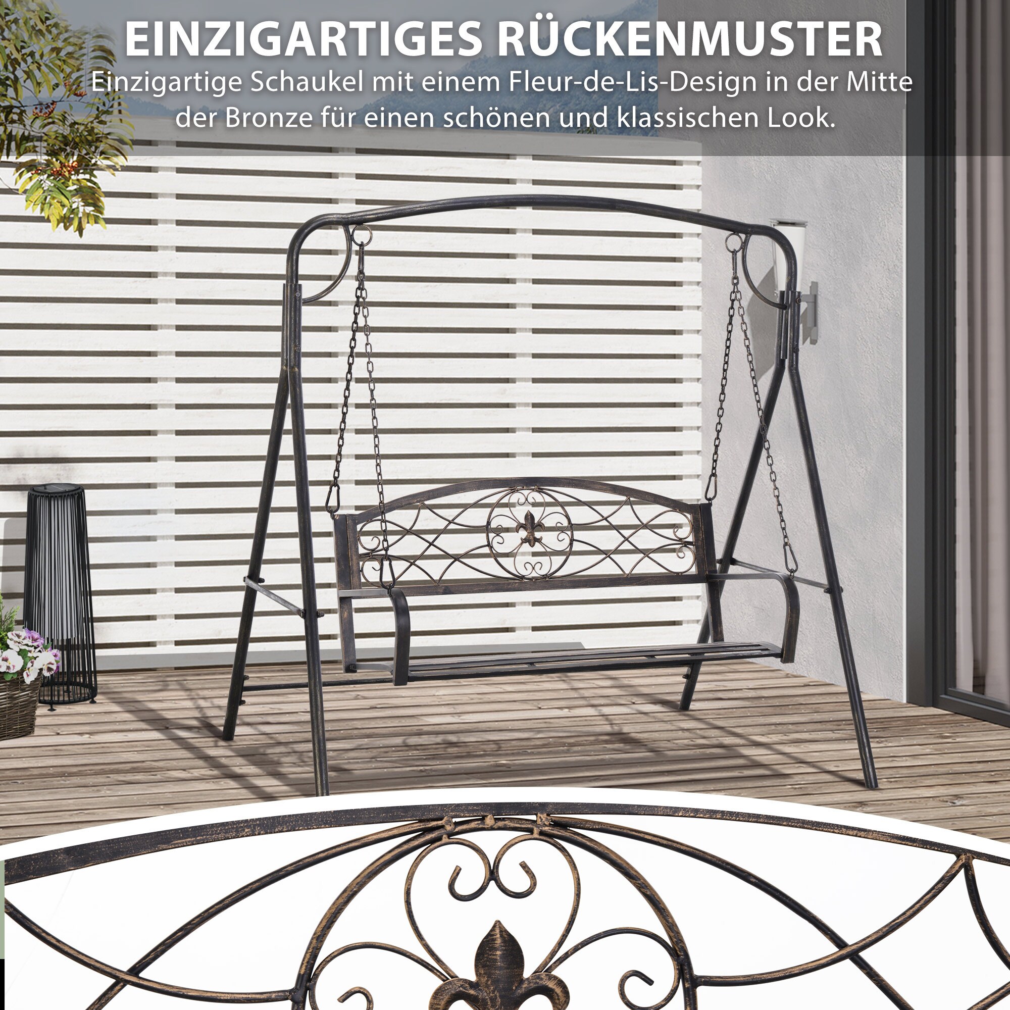 Outsunny Gartenschaukel für 2 Personen bronze 167 x 123 x 175 cm (LxBxH)