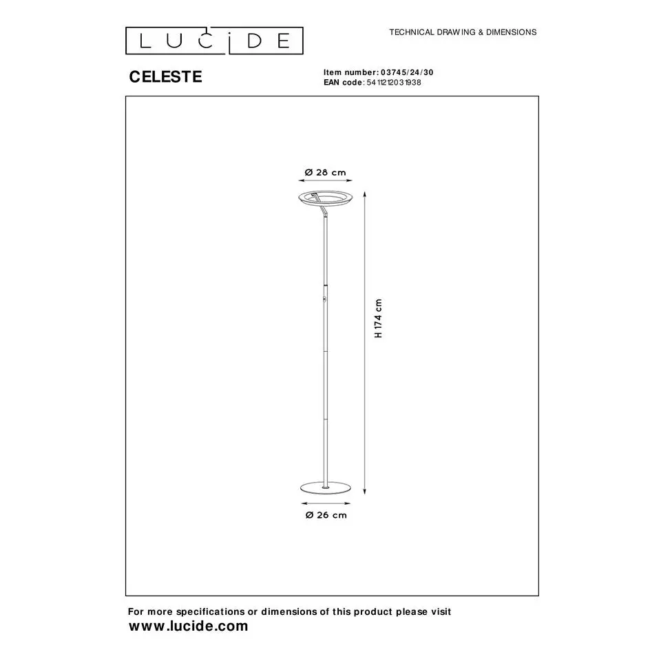 Lucide CELESTE Vloerlamp - Zwart