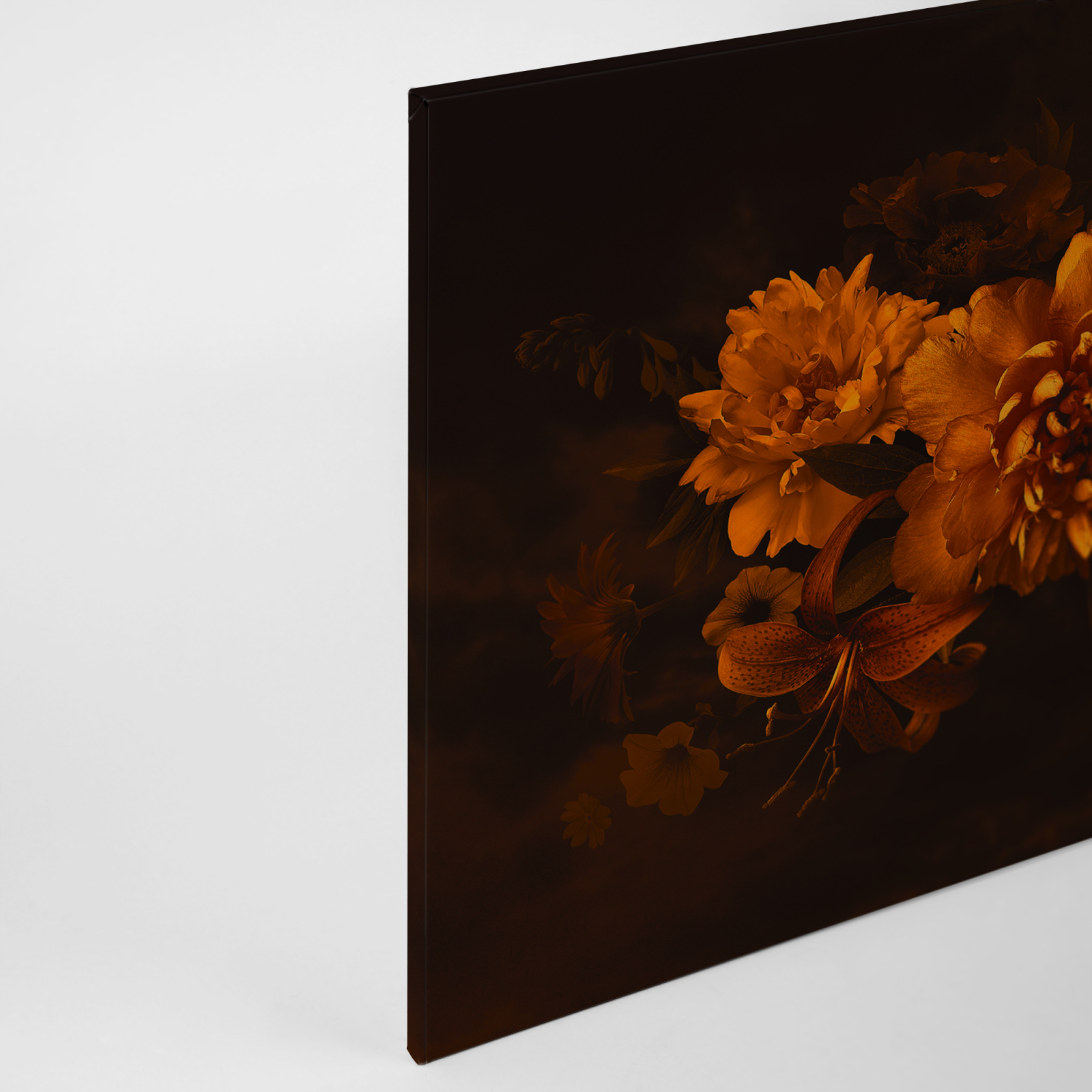 Leinwandbild BLUMEN - orange-schwarz - 90x60 cm
