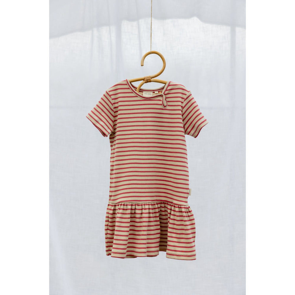 Køb Petit Piao Light Berry/Dark Off White Kjole S/S Modal Striped