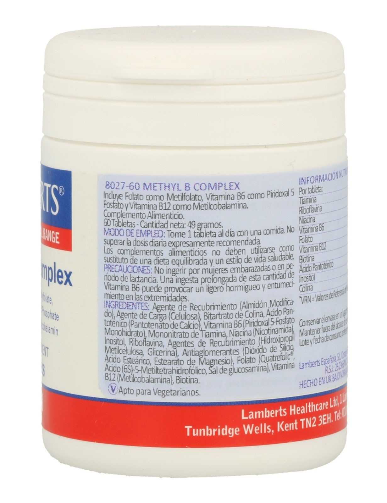 Complexo de Vitamina B Metilada Lamberts, 60 comprimidos