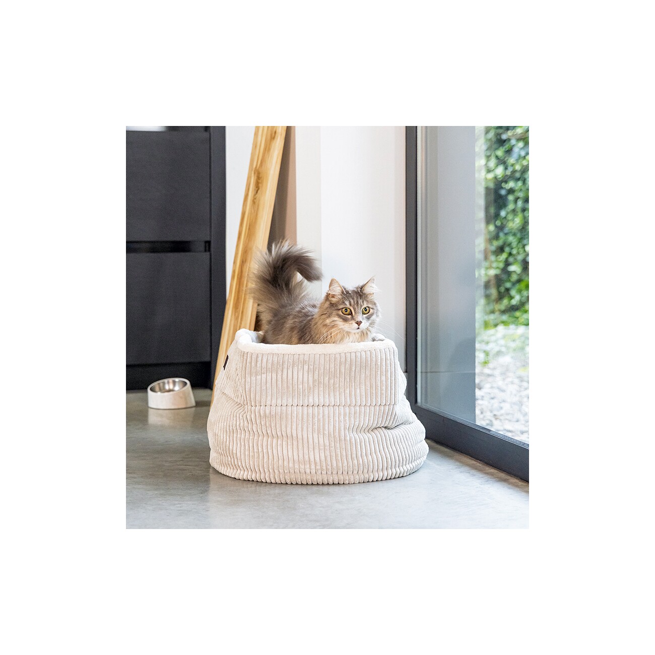 Designed by Lotte DBL Katzenkorb Ribbed hellgrau