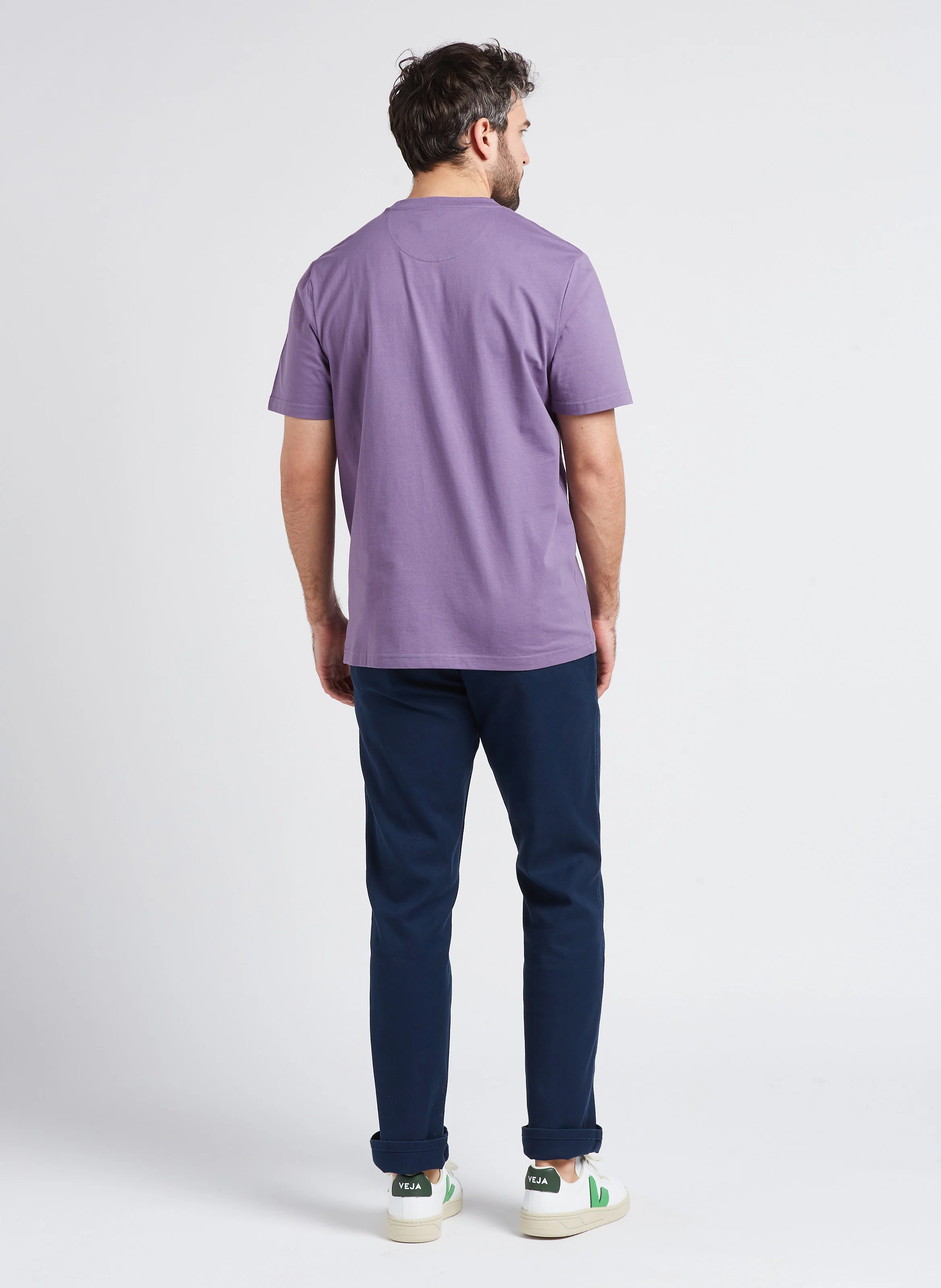Pantalon chino slim-fit en coton mélangé| Bleu