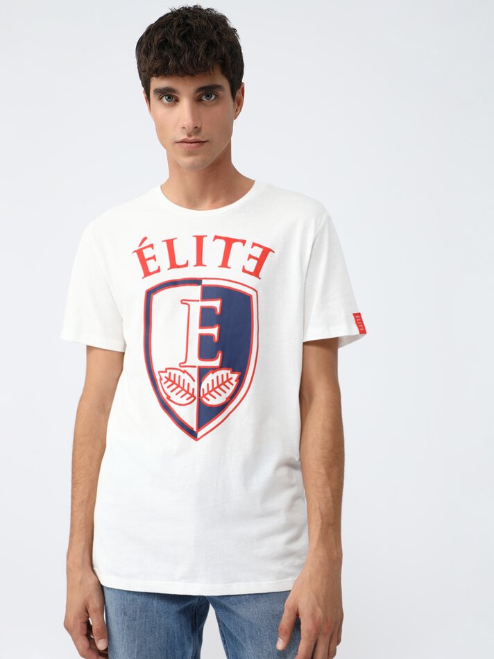 Camiseta Elite Netflix com estampa - Off White