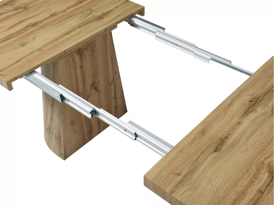 Table à manger extensible 6 à +12 personnes en MDF - Naturel Clair - CLOEVA