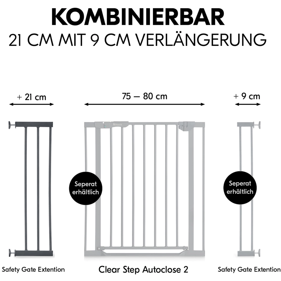 hauck Verlängerung für Türschutzgitter Safety Gate 21 cm Dark Grey