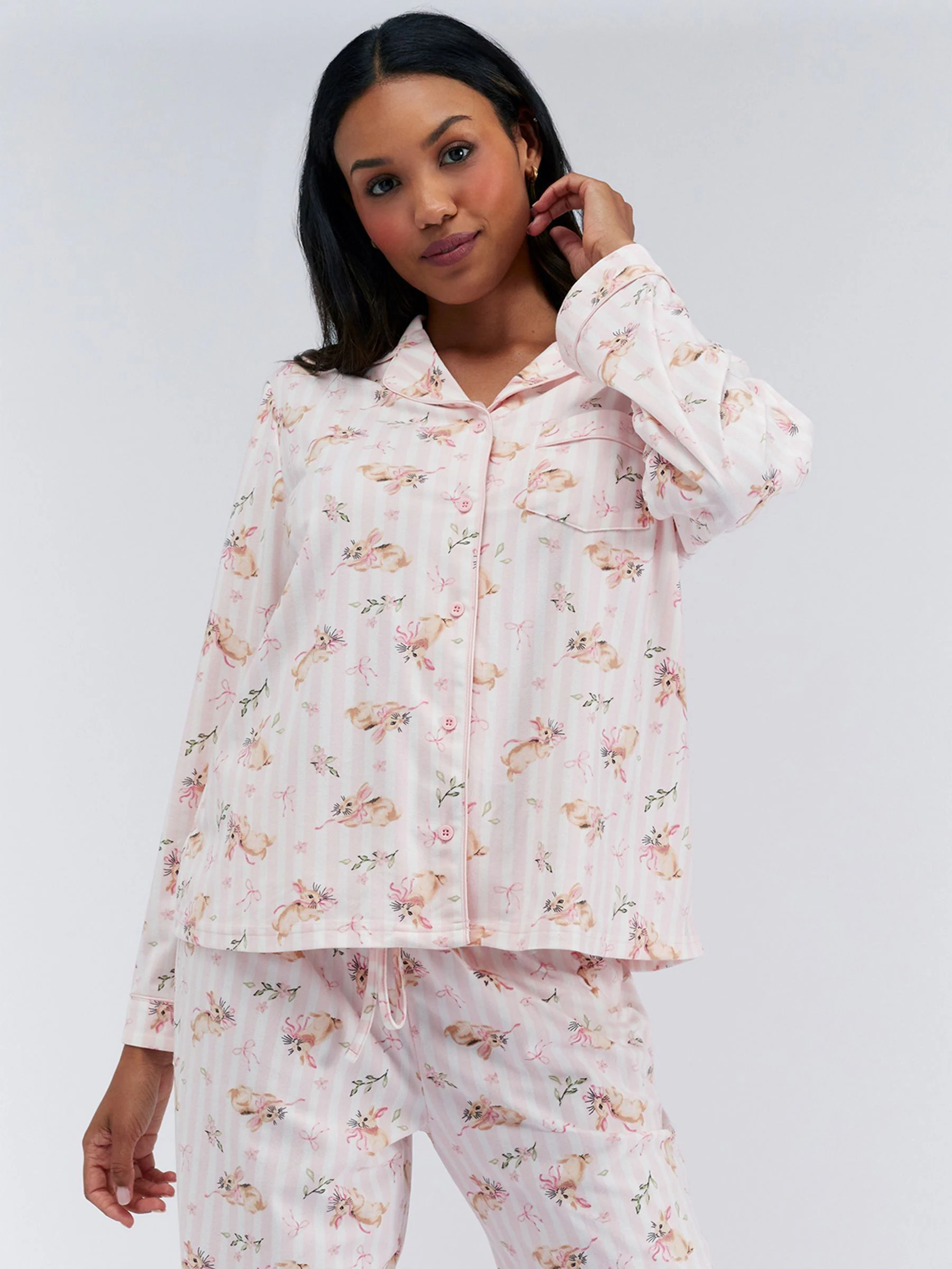 Wit/roze konijnenprint - Boux Avenue Pyjamas In a Bag