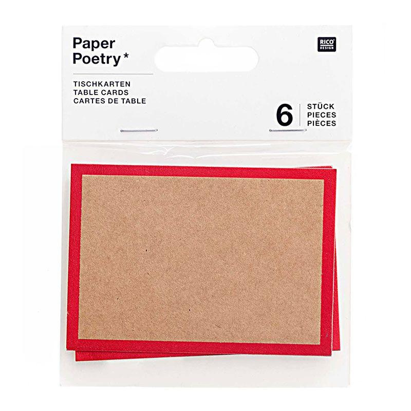 6 marque-places kraft rouge Rico Design