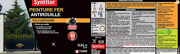 Peinture extérieure fer Syntilor Ultra Protect noir satin 0,5L