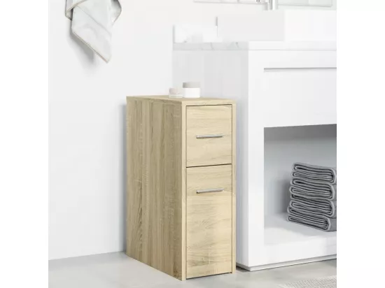 Armoire de salle de bain étroite avec roulettes chêne sonoma