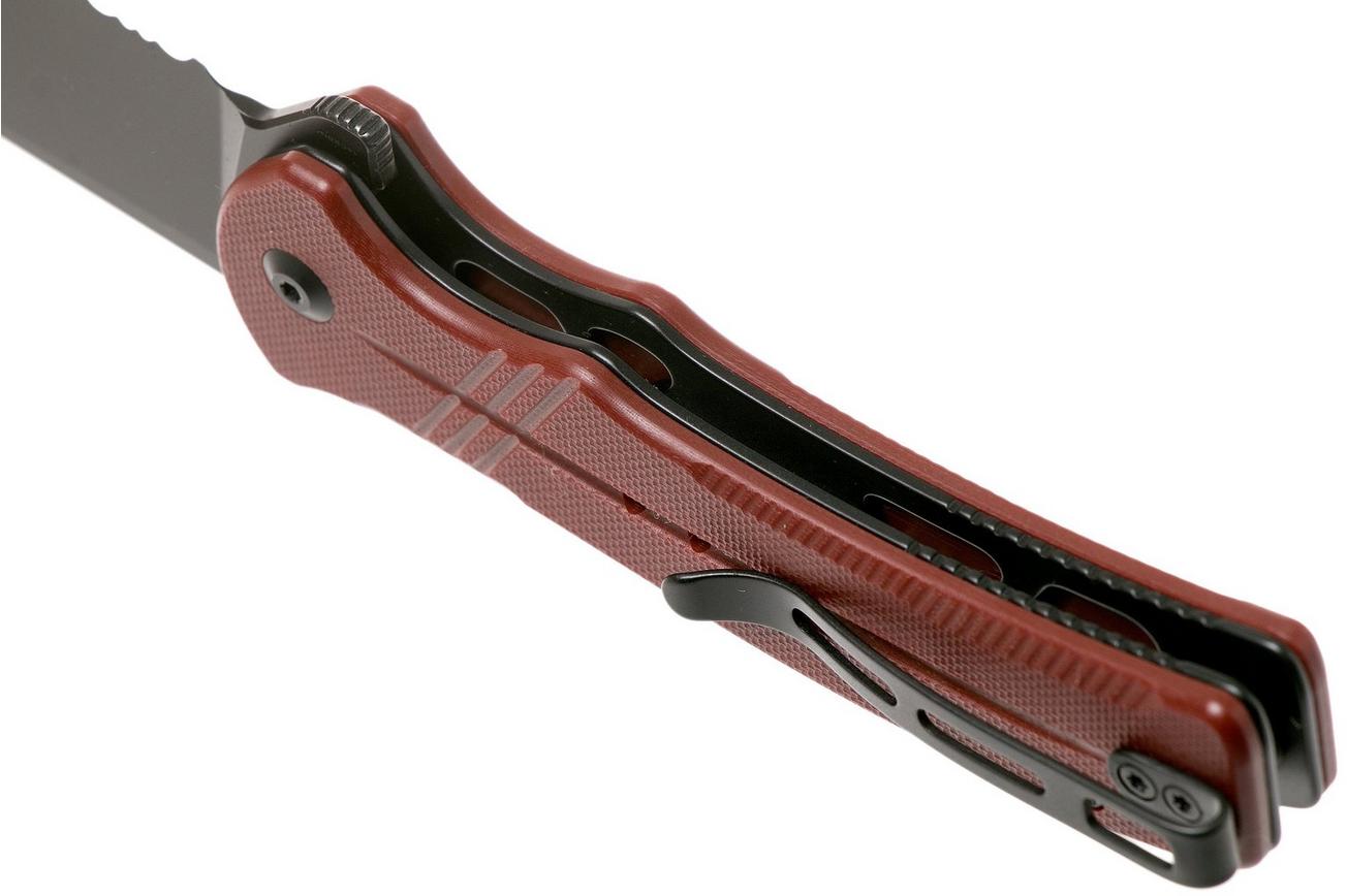 Civivi Cogent C20038E-2 Blackwashed Serrated Edge, Burgundy G10 zakmes