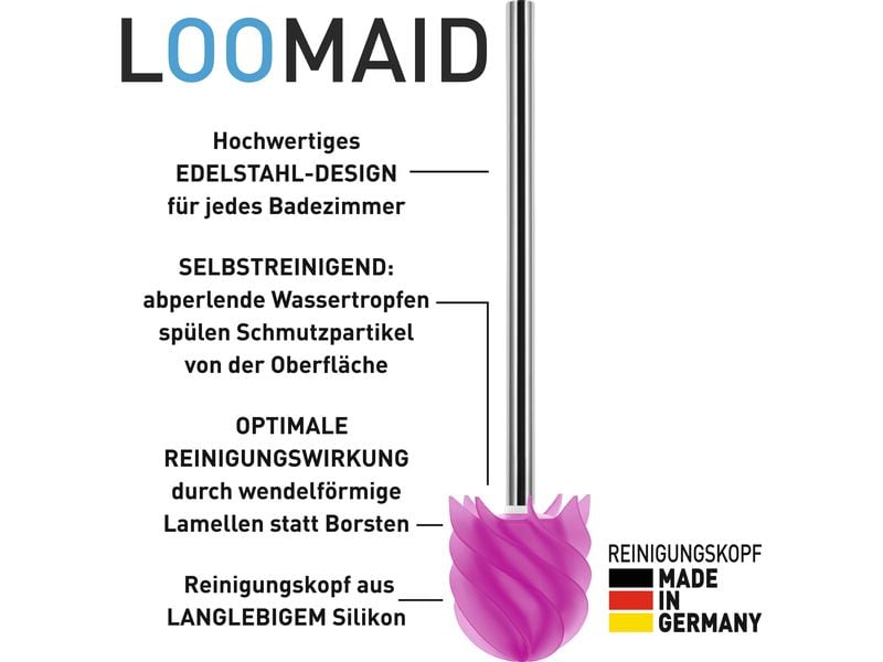 Loomaid Toilettenbürste LOOMAID aus Silikon, Pink, schmutza Silikon WC-Bürste