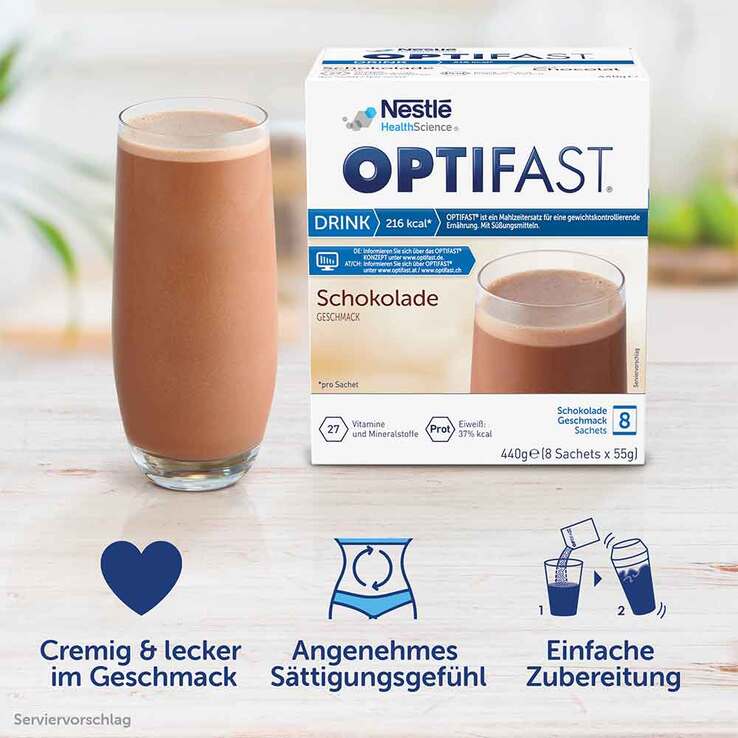 Optifast home Drink Schokolade Pulver, 8X55 g