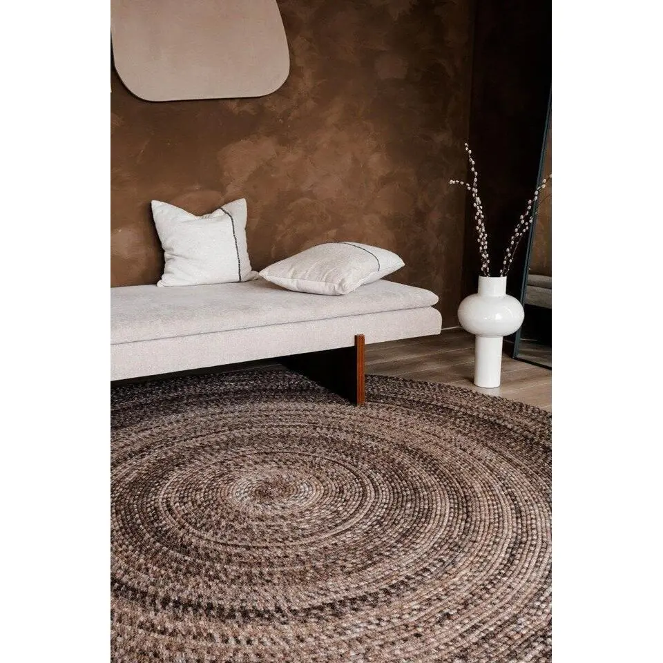 Interieur05 rond vloerkleed Gapo donkerbruin - 220 x 220 cm