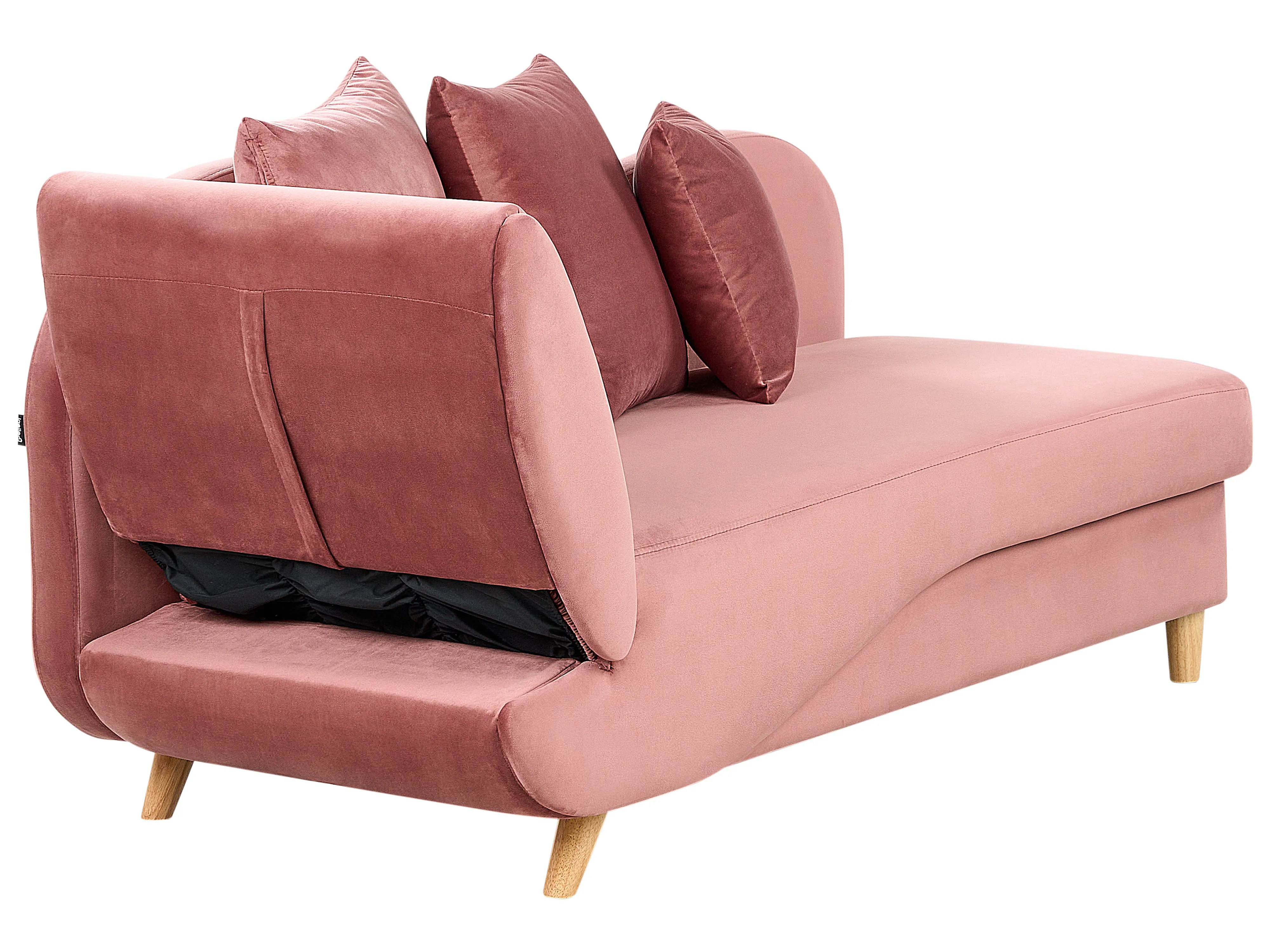 Linkszijdige chaise longue MERI Fluweel Roze met opbergruimte
